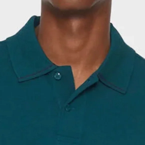 Tipped Collar Polo - New With Tags - NEVER WORN - Teal w/Navy Tipping